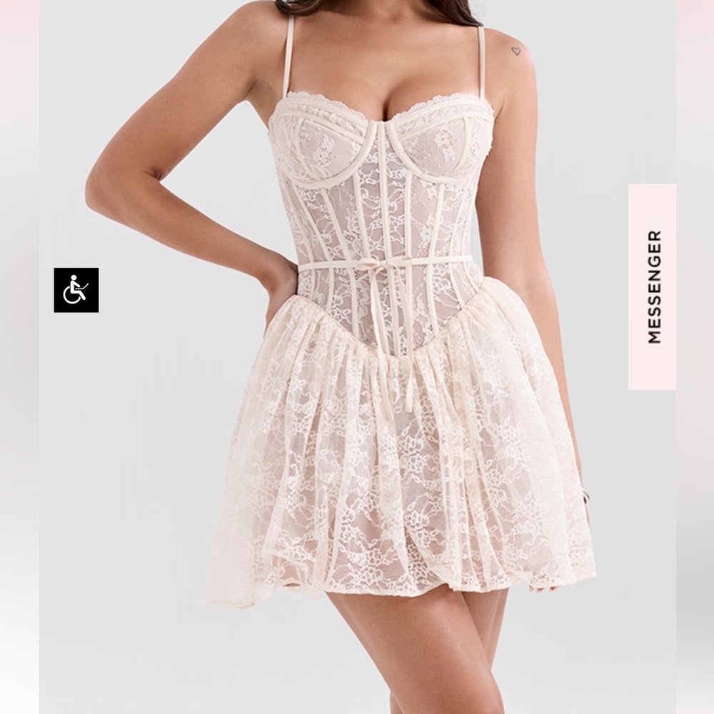 House of CB Cream Lace Mini Dress